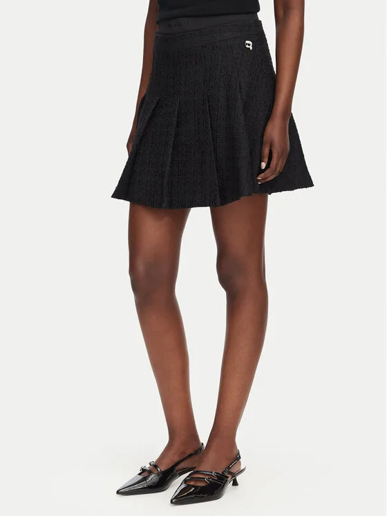 KARL LAGERFELD Мини пола B3W12021 Черен A-Line Fit – Дамски поли тип трапец