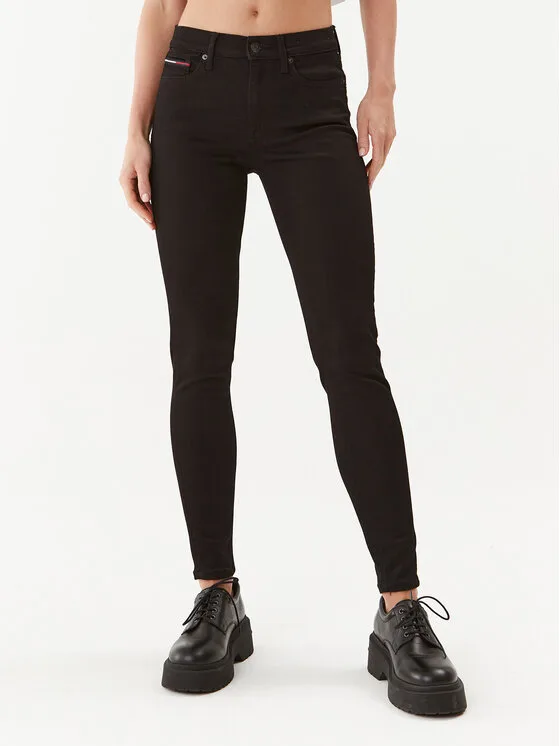 Дамски дънки Tommy Jeans Nora черни – Черен – Дамски skinny дънки
