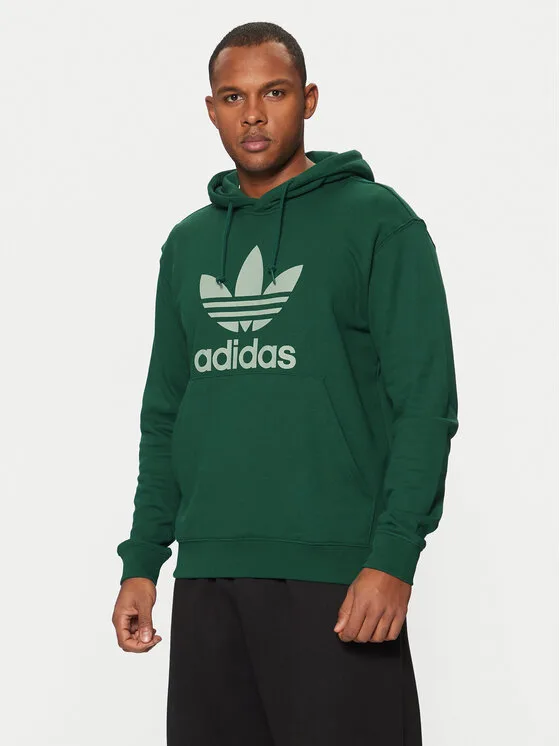 Мъжки суитшърт adidas adicolor Classic Trefoil зелен – Мъжки суитшърти без цип