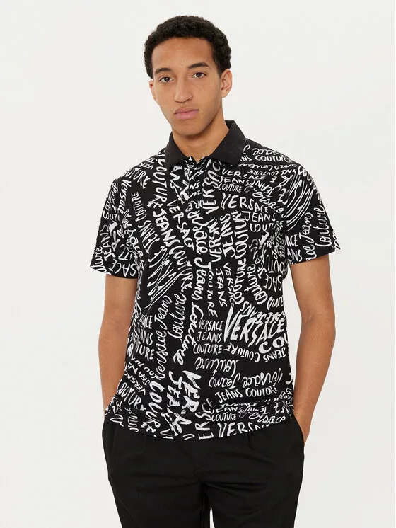 Мъжка поло тениска Versace Jeans Couture 78GAG6R0 черна – Черен – Мъжки поло тениски
