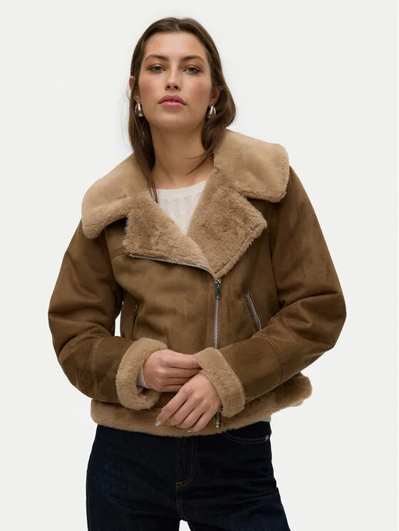 Дамски кожух Vero Moda Peggy кафяв – Дамски кожуси