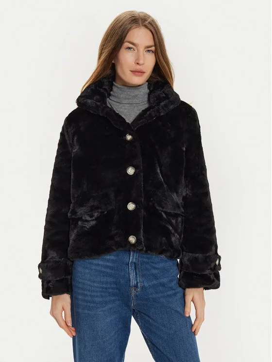 Vero Moda Кожено палто Sonjaeva 10310303 Черен Regular Fit – Дамски кожуси