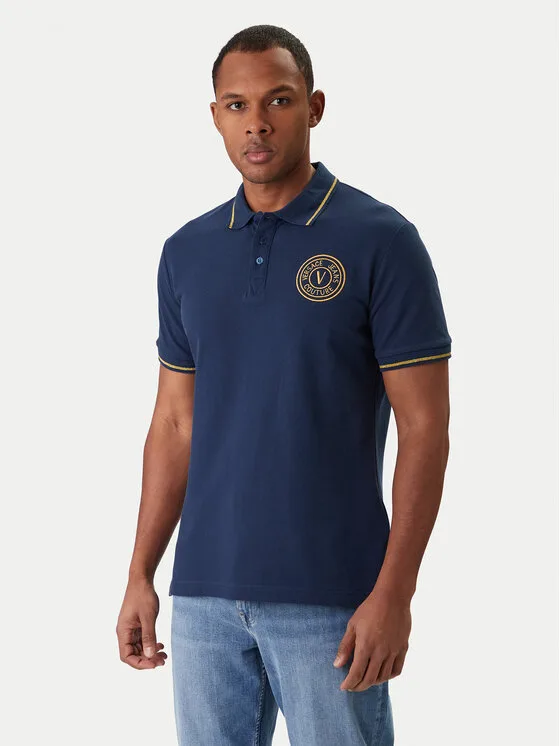 Мъжка поло тениска Versace Jeans Couture синя – Мъжки поло тениски