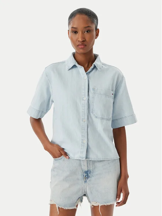 Tommy Hilfiger дънкова риза WW0WW49573 Син Relaxed Fit – Дамски ежедневни ризи