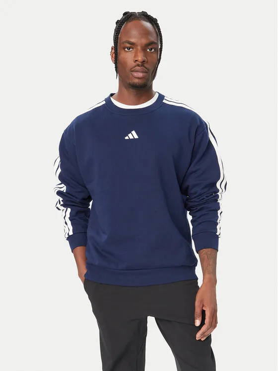 adidas Суитшърт Essentials 3-Stripes Fleece KY4163 Син Regular Fit – Мъжки суитшърти без цип