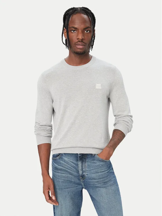 BOSS Пуловер Kanovano 50527583 Сив Regular Fit – Мъжки пуловери и жилетки