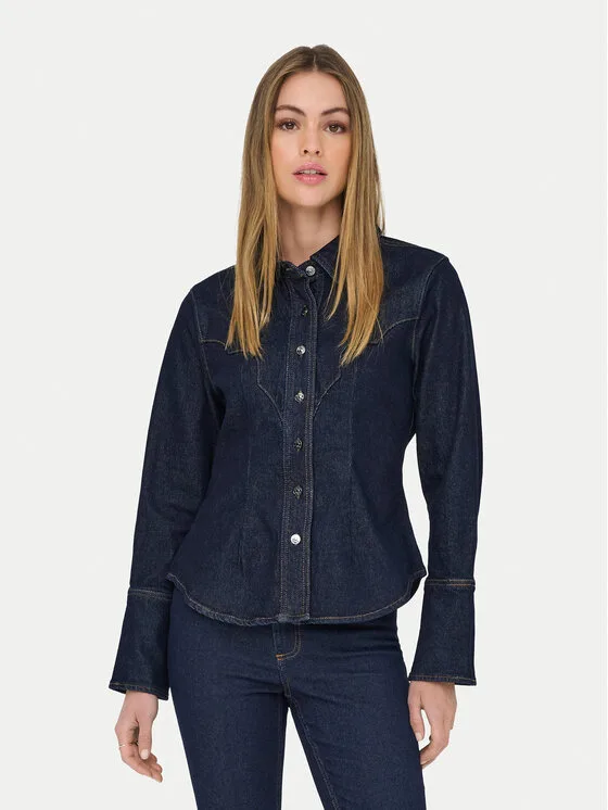 ONLY дънкова риза Perla 15359156 Тъмносин Slim Fit – Дамски ежедневни ризи