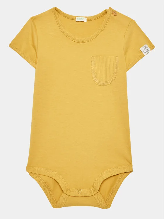 United Colors Of Benetton Детско боди 3P4ZAB00B Жълт Regular Fit – Бебешки бодита