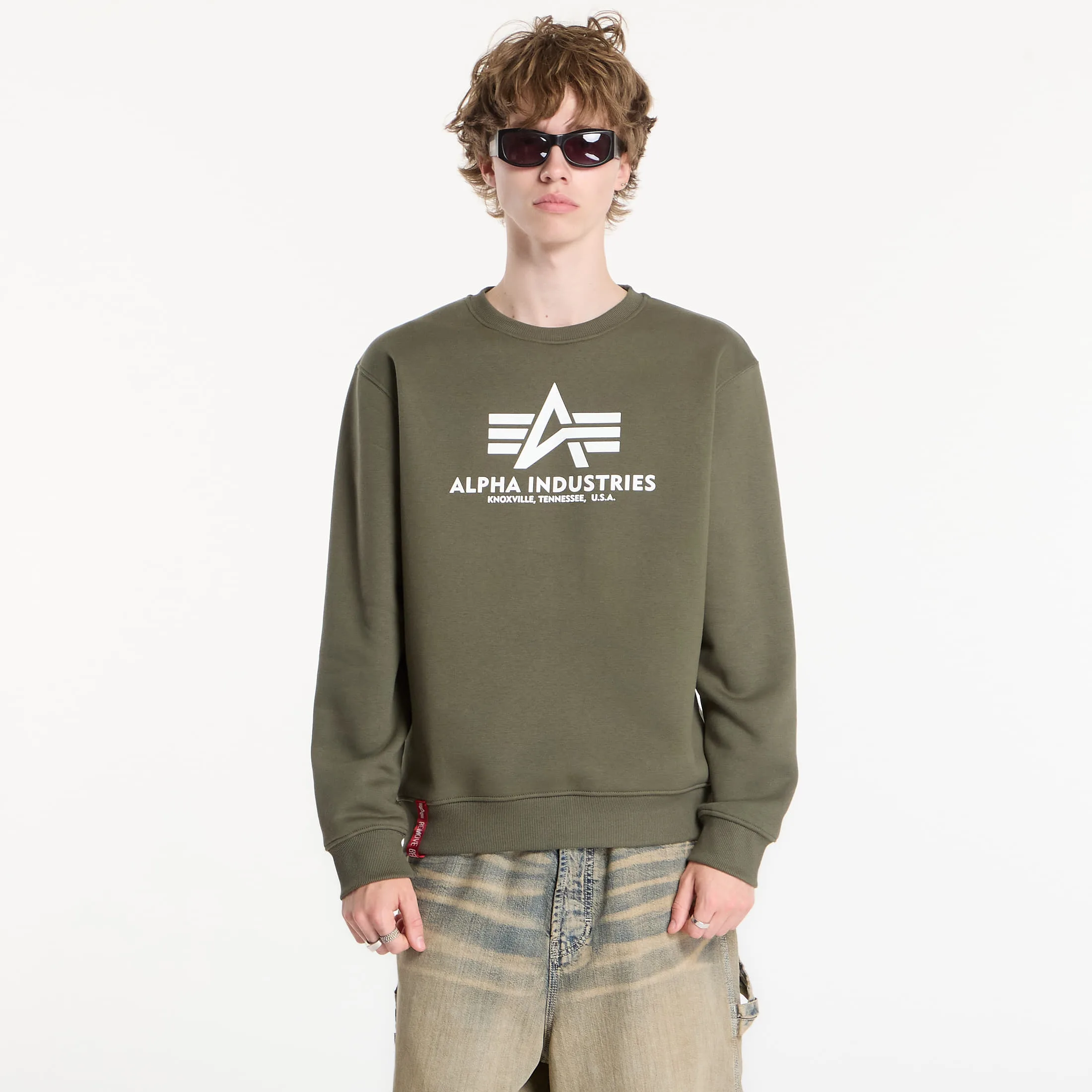 Мъжки суитшърт с качулка Alpha Industries Basic Small Logo II маслинен – Dark Olive – Мъжки худита