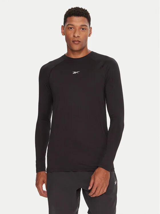 Reebok Тениска от техническо трико Ls Muscle Tee RK25176CCM Черен Regular Fit – Мъжки спортни дрехи