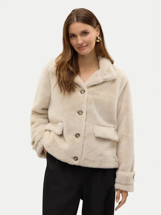 Vero Moda Кожено палто Sonjaeva 10310303 Бежов Regular Fit – Дамски кожуси
