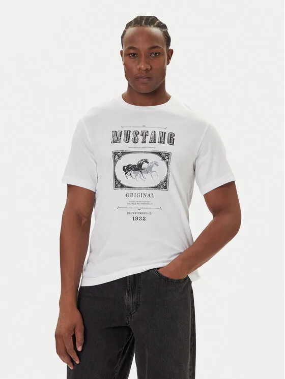 Mustang Тишърт Akron 1016864 Бял Relaxed Fit – Мъжки тениски
