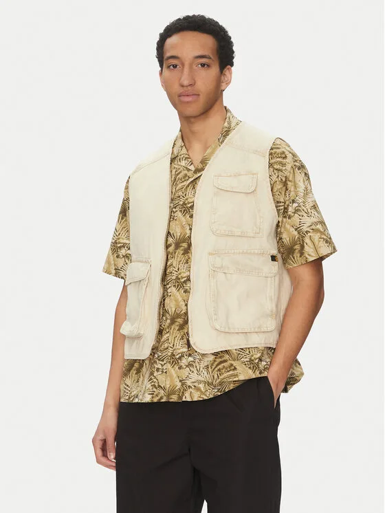Alpha Industries Елек Canvas Acid Vest 156140 Кремав Loose Fit – Мъжки елеци