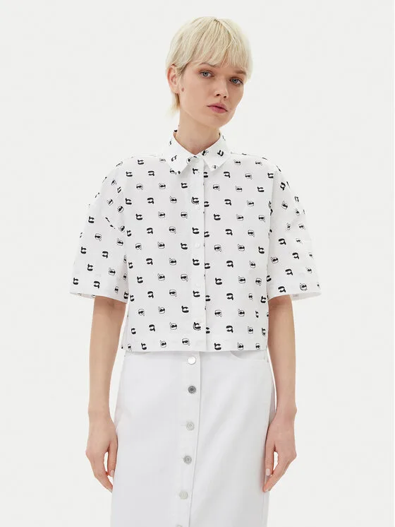 KARL LAGERFELD Риза A2W11033 Бял Relaxed Fit – Дамски ежедневни ризи