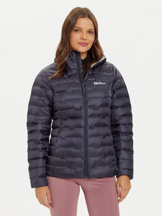 Дамско пухено яке Jack Wolfskin Passamani сиво – Дамски пухени якета