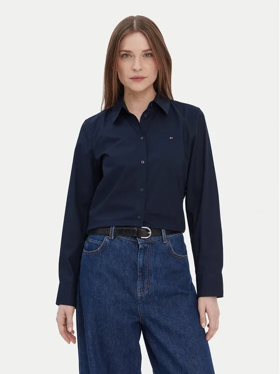 Дамска риза Tommy Hilfiger WW0WW43577 тъмносиня – Дамски ежедневни ризи