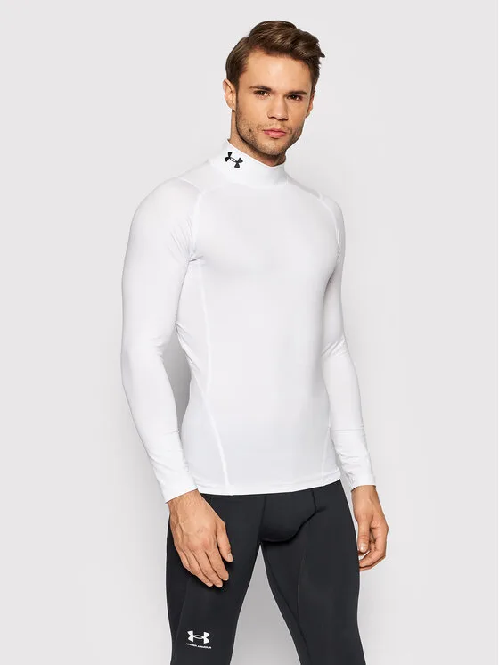 Under Armour Тениска от техническо трико HeatGear® Mock 1369606 Бял Skinny Fit – Мъжки спортни дрехи