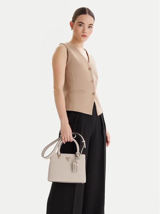 Дамска чанта Guess Noelle II HWZG96 72050 бежова – Дамски чанти тип куфарче
