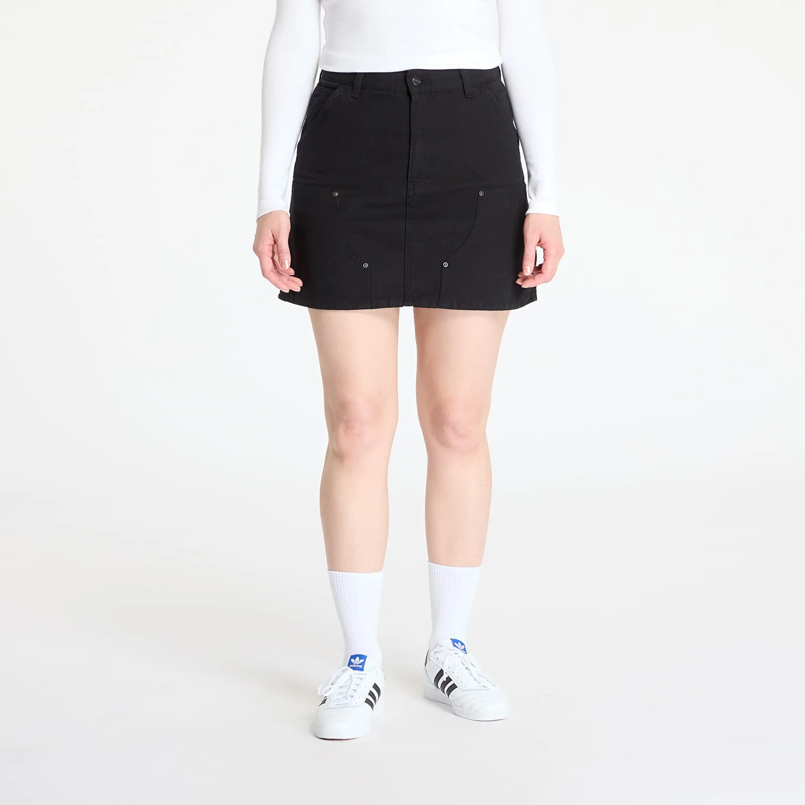 Дамска пола Carhartt WIP W' Maeve Double Knee черна – Black – Дамски миди поли