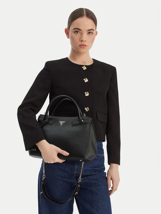 Дамска чанта Guess Serenova HWZG80 черна – Черен – Дамски чанти тип куфарче