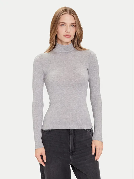 Guess Поло W4BP14 KCGM2 Тъмносив Slim Fit – Дамски поло пуловери