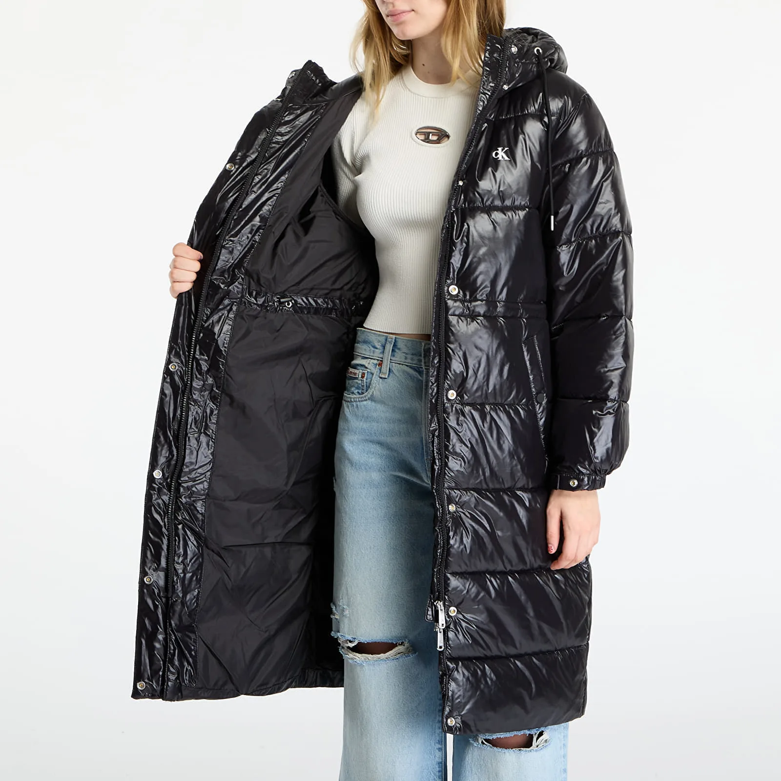 Палта Calvin Klein Jeans Shine Long Puffer Coat Black L – Дамски палта