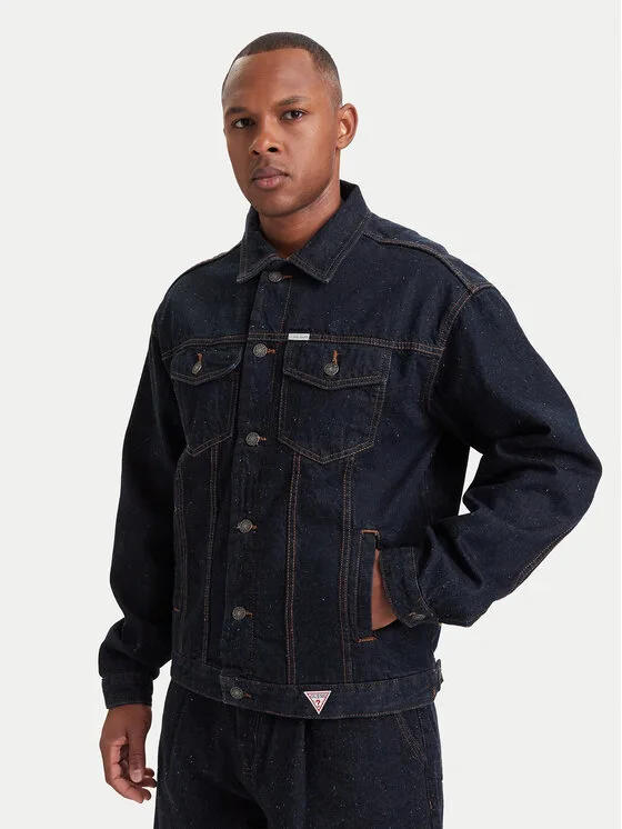 Guess Jeans Дънково яке M6YN38 D1314 Тъмносин Oversize – Мъжки дънкови якета