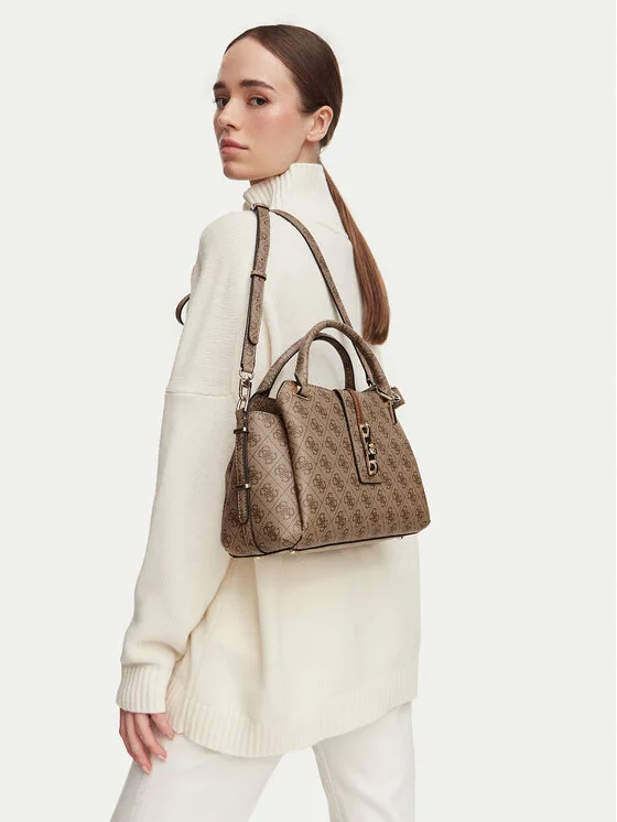Guess Дамска чанта Yvonne Logo HWSG23 78060 Кафяв – Дамски чанти