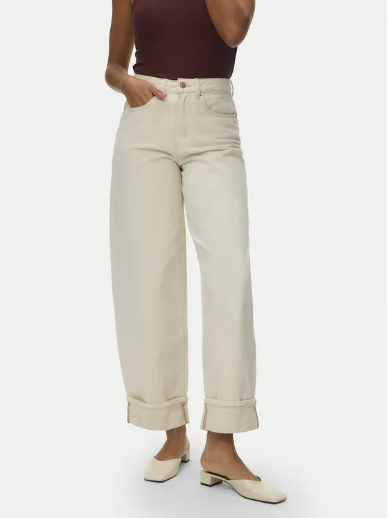 Vero Moda Дънки Zelda 10339347 Бежов Wide Leg – Дамски wide leg дънки