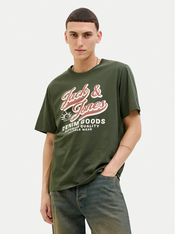 Jack & Jones Тишърт Logo 12279535 Зелен Standard Fit – Мъжки тениски