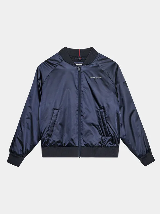 Детско яке бомбър Tommy Hilfiger KG0KG07829 тъмносиньо – Детски преходни якета