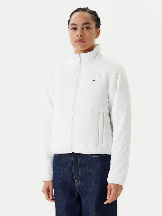 Дамско яке Tommy Jeans DW0DW20958 бяло – Дамски преходни якета