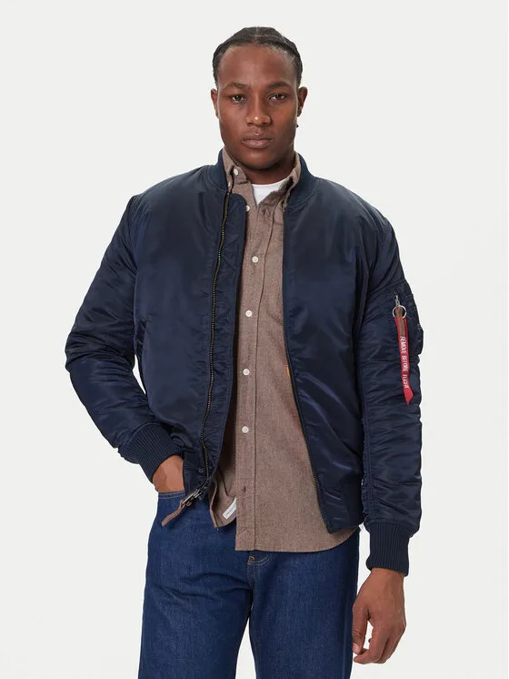 Alpha Industries Яке бомбър Ma-1 Vf 59 Long 168100 Тъмносин Slim Fit – Мъжки бомбър якета
