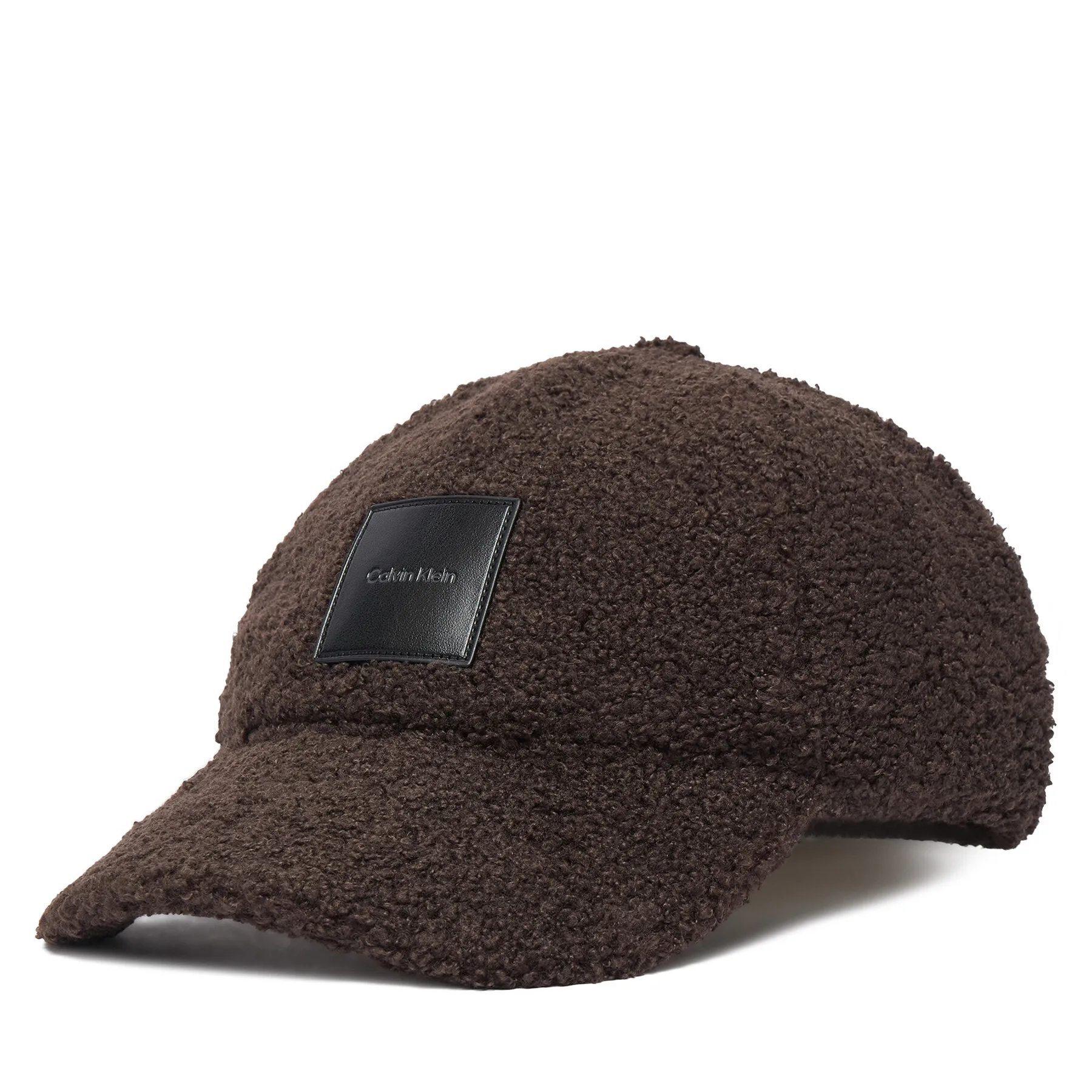Шапка с козирка Calvin Klein All-Over Sherpa W/ Patch Cap LV04F5096G Тъмнокафяв – Шапки с козирка