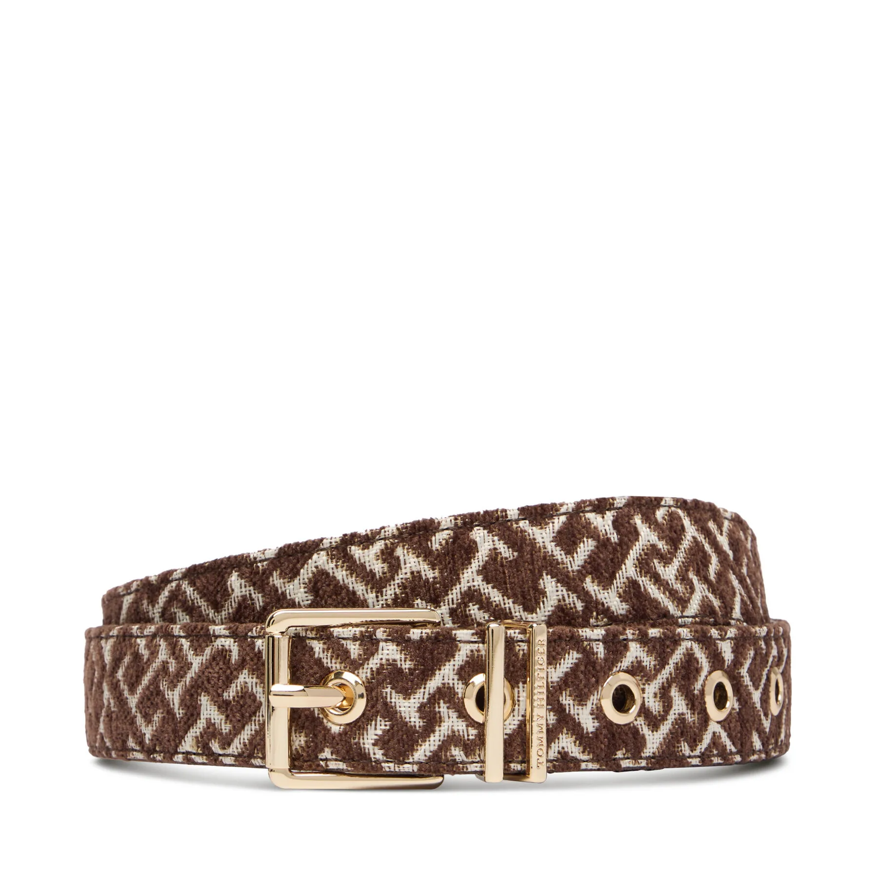 Колан Tommy Hilfiger Th Square 2.5 Jacquard AW0AW19141 Кафяв – Дамски колани