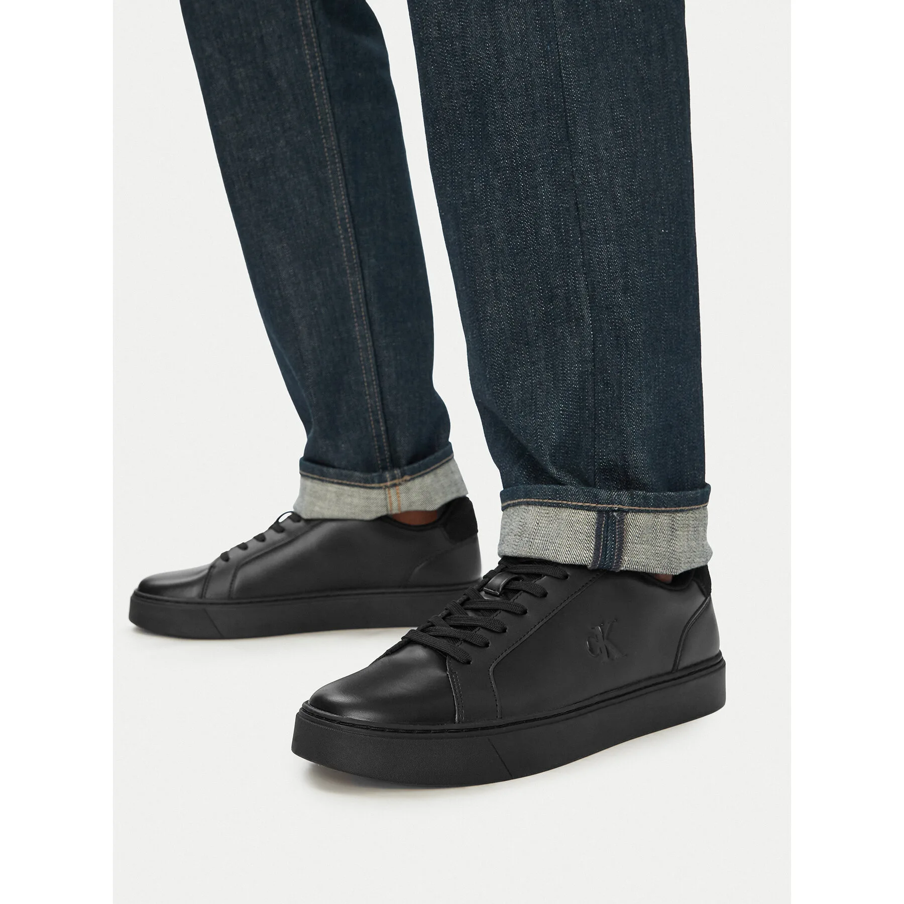 Мъжки маратонки Calvin Klein Classic Cupsole Laceup Lth YM0YM01435 черни – Черен – Мъжки ниски маратонки