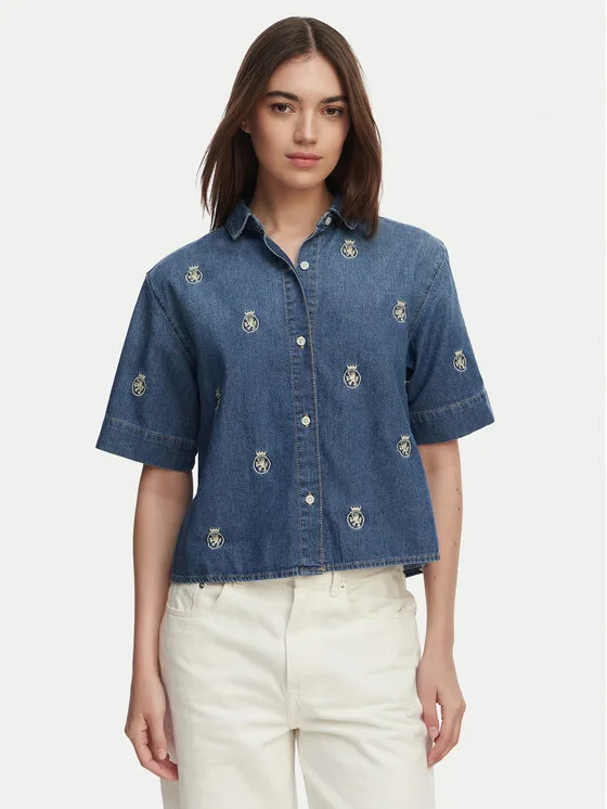 Дамска риза Tommy Hilfiger WW0WW50624 синя – Дамски ежедневни ризи