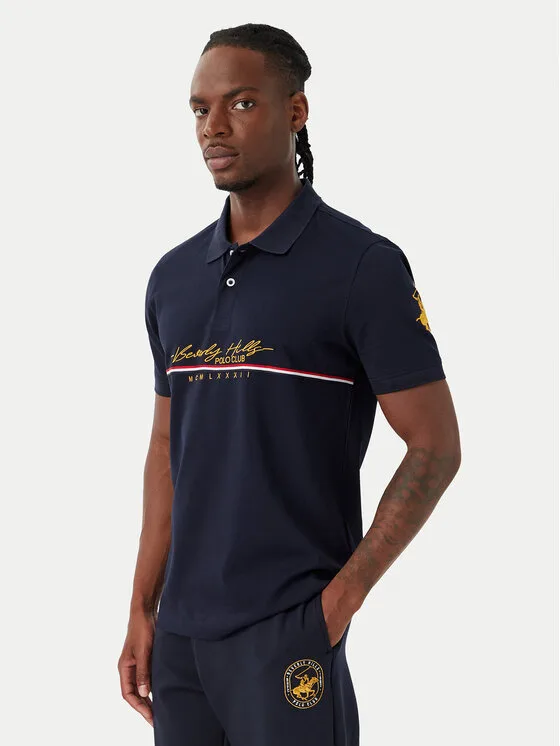 Мъжка поло тениска Beverly Hills Polo Club P-SS26M-P2528 тъмносиня – Мъжки поло тениски