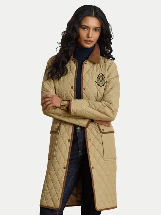 LAUREN RALPH LAUREN Преходно яке Crested 3/4 Quilt 297P18059002 Бежов Regular Fit – Дамски преходни якета