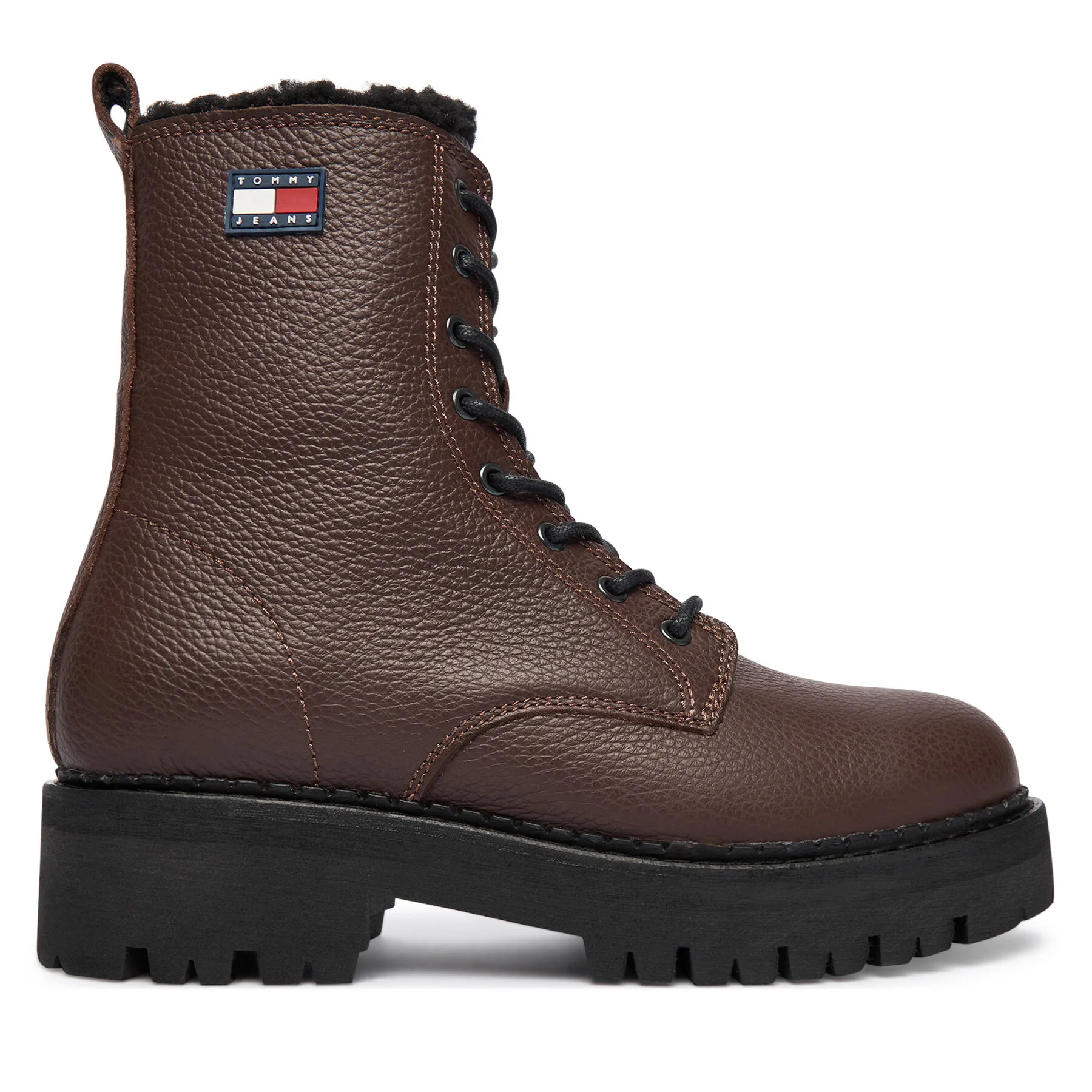 Дамски трапери Tommy Jeans o Tjw Urban Laceup Boot Wl кафяви – Дамски трапери и кубинки