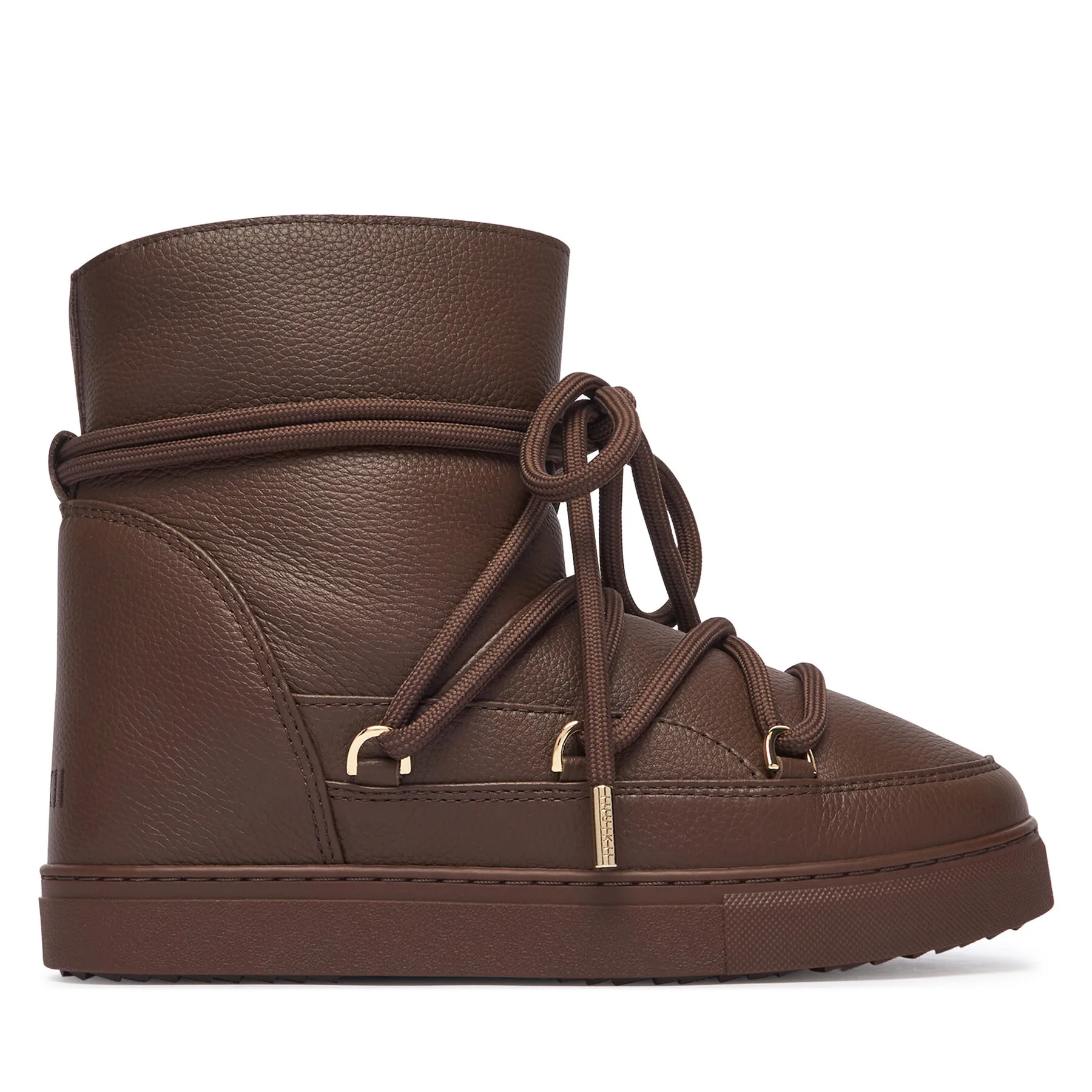 Дамски апрески Inuikii Full Leather Wedge тъмнокафяви
