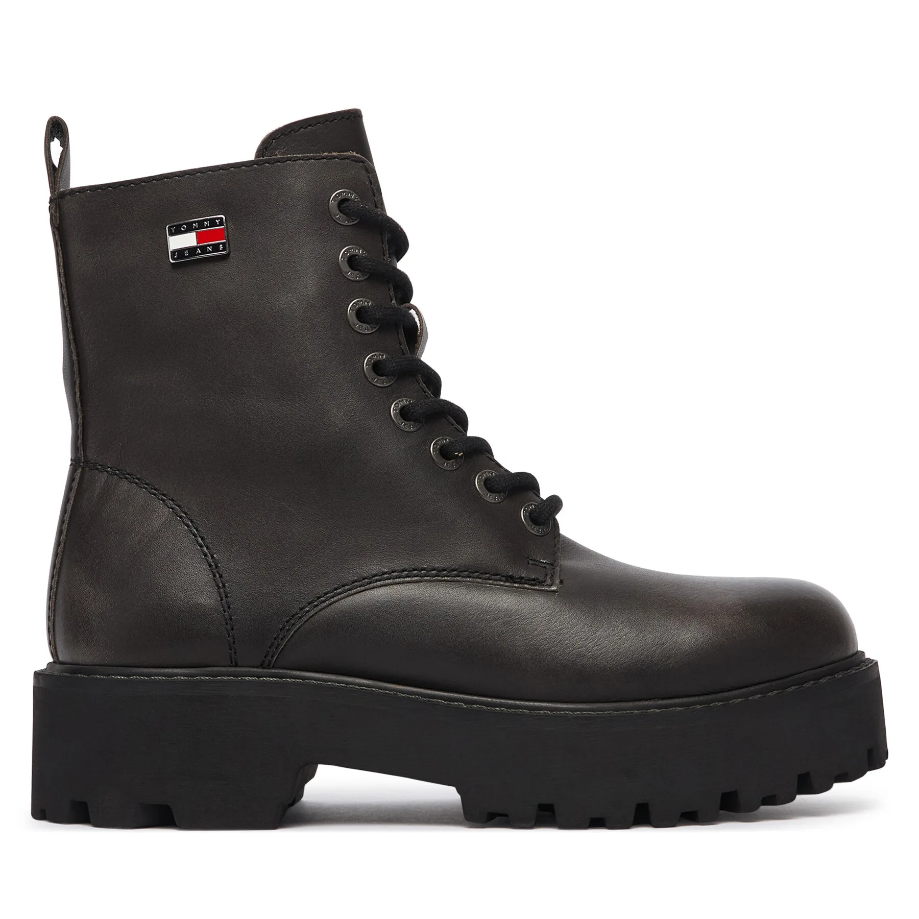 Дамски трапери Tommy Jeans o Tjw Platform Brushed Lth черни – Черен – Дамски трапери и кубинки