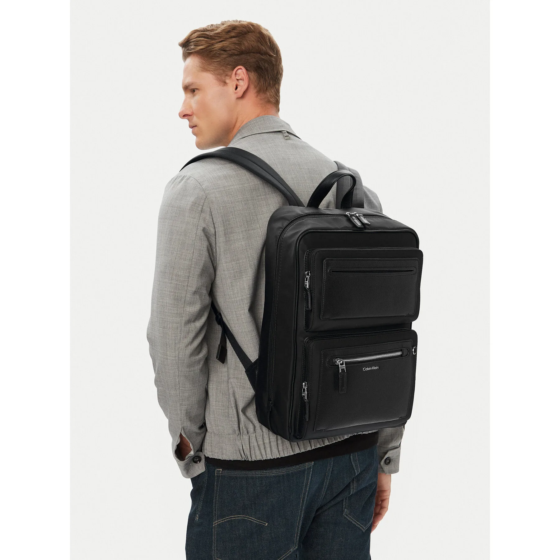 Раница Calvin Klein Ssnl Raised Logo Double Pocket B LV04D3498G Черен – Чанти за лаптоп