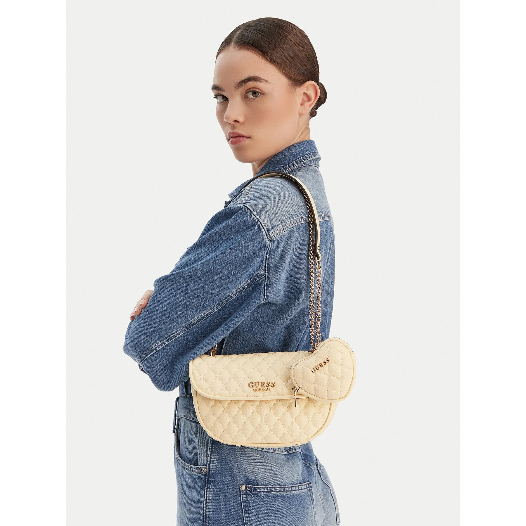 Дамска чанта Guess Atabey HWQG98 94210 Жълт – Класически дамски чанти