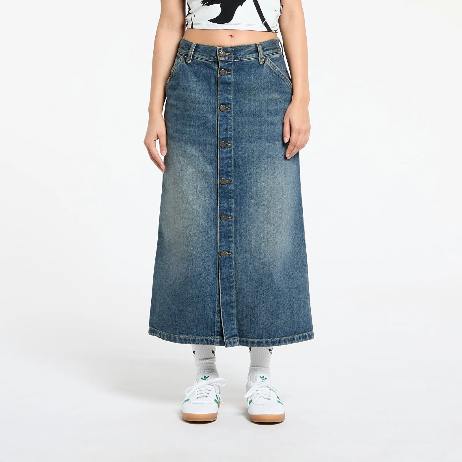 Пола Carhartt WIP W' Marvin Skirt Blue Worn Used Wash XS – Дамски поли