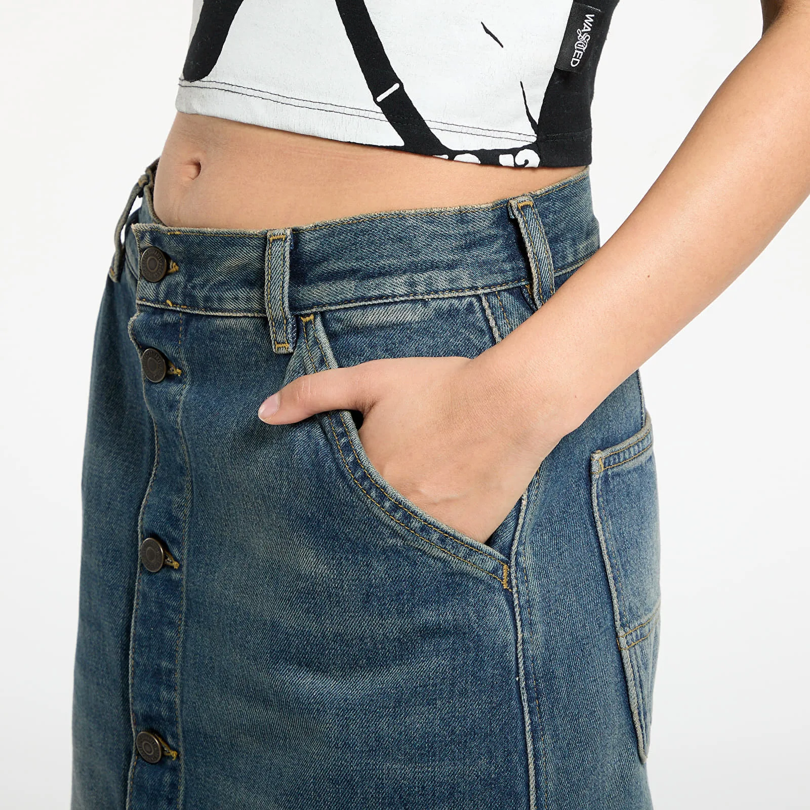 Пола Carhartt WIP W' Marvin Skirt Blue Worn Used Wash XS – Дамски поли