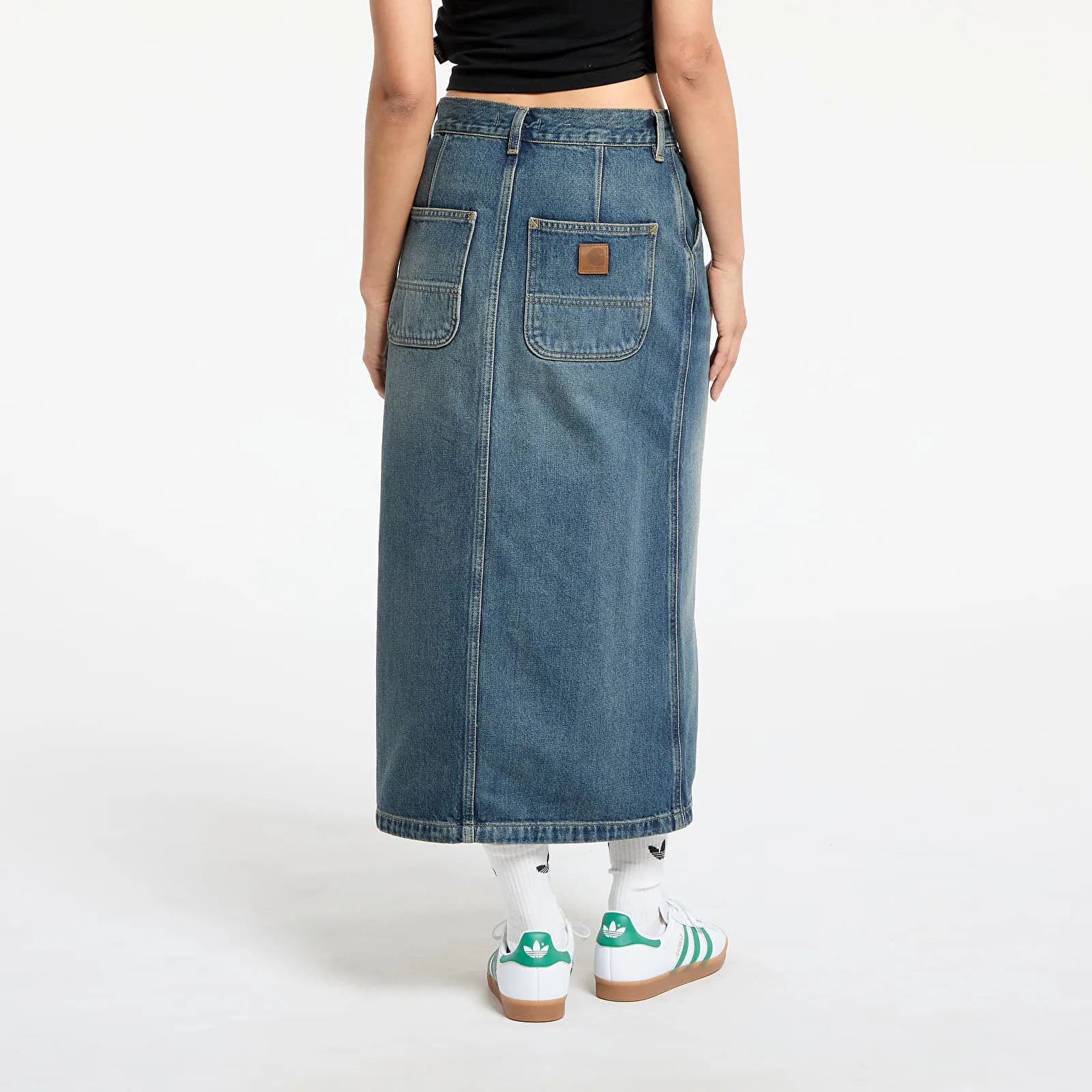 Пола Carhartt WIP W' Marvin Skirt Blue Worn Used Wash XS – Дамски поли