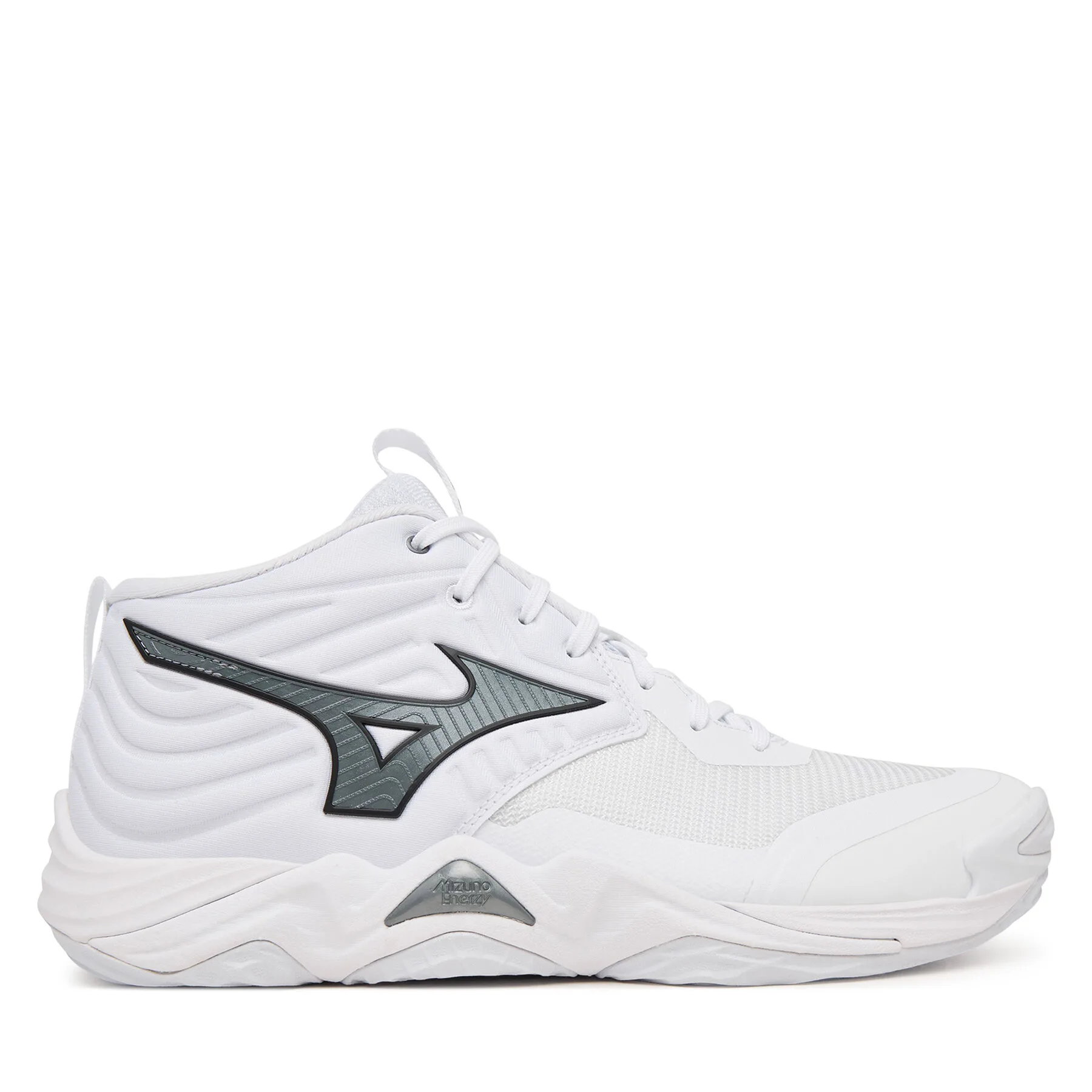 Мъжки обувки за зала Mizuno Wave Momentum Elite Mid бели – Бял – Обувки за спортове на закрито