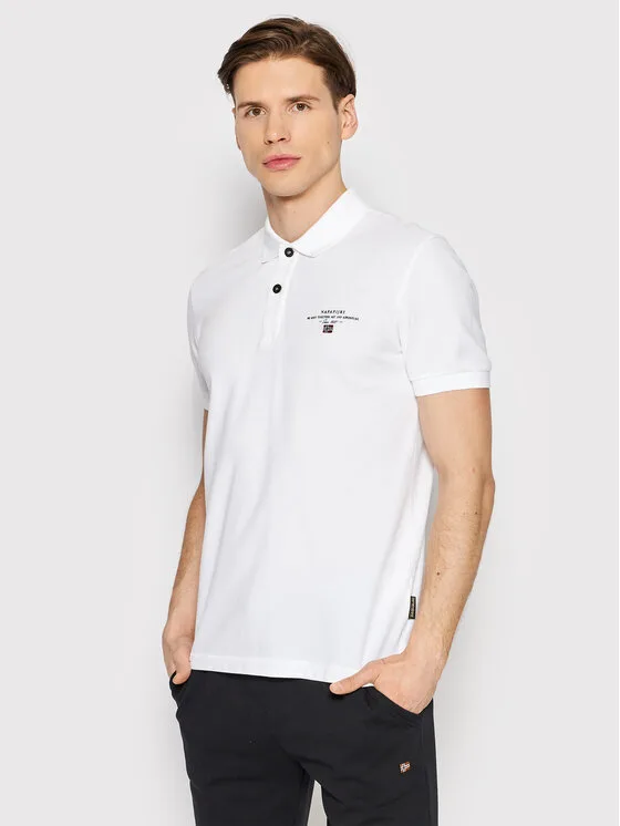 Napapijri Тениска с яка и копчета Elbas NP0A4GDL Бял Regular Fit – Мъжки поло тениски