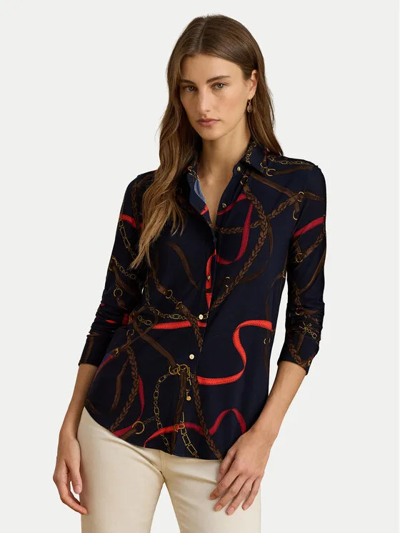 Дамска риза LAUREN RALPH LAUREN 200P03716001 тъмносиня – Дамски ежедневни ризи